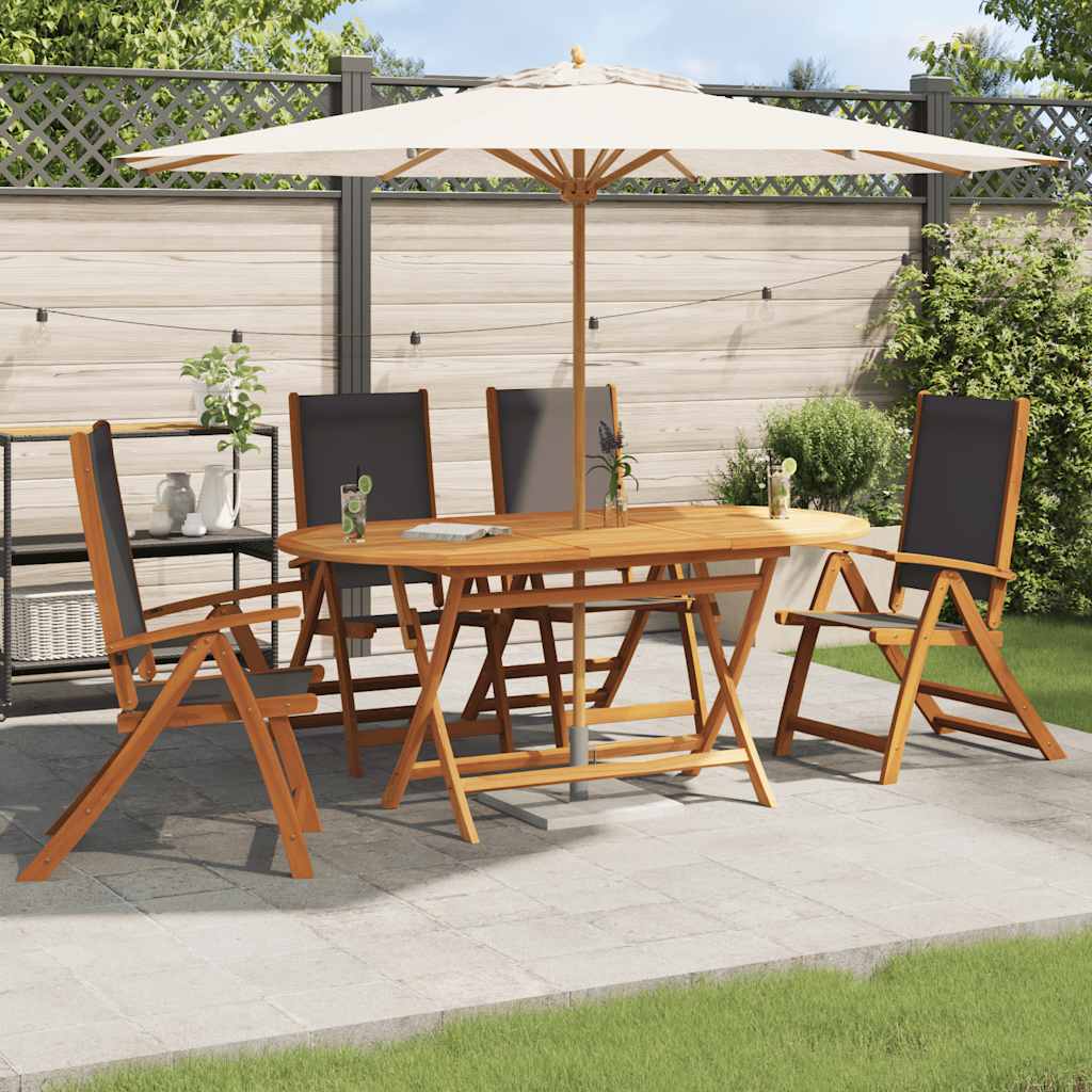 vidaXL Gartenstühle 4 Stk. Klappbar Massivholz Akazie und Textilene