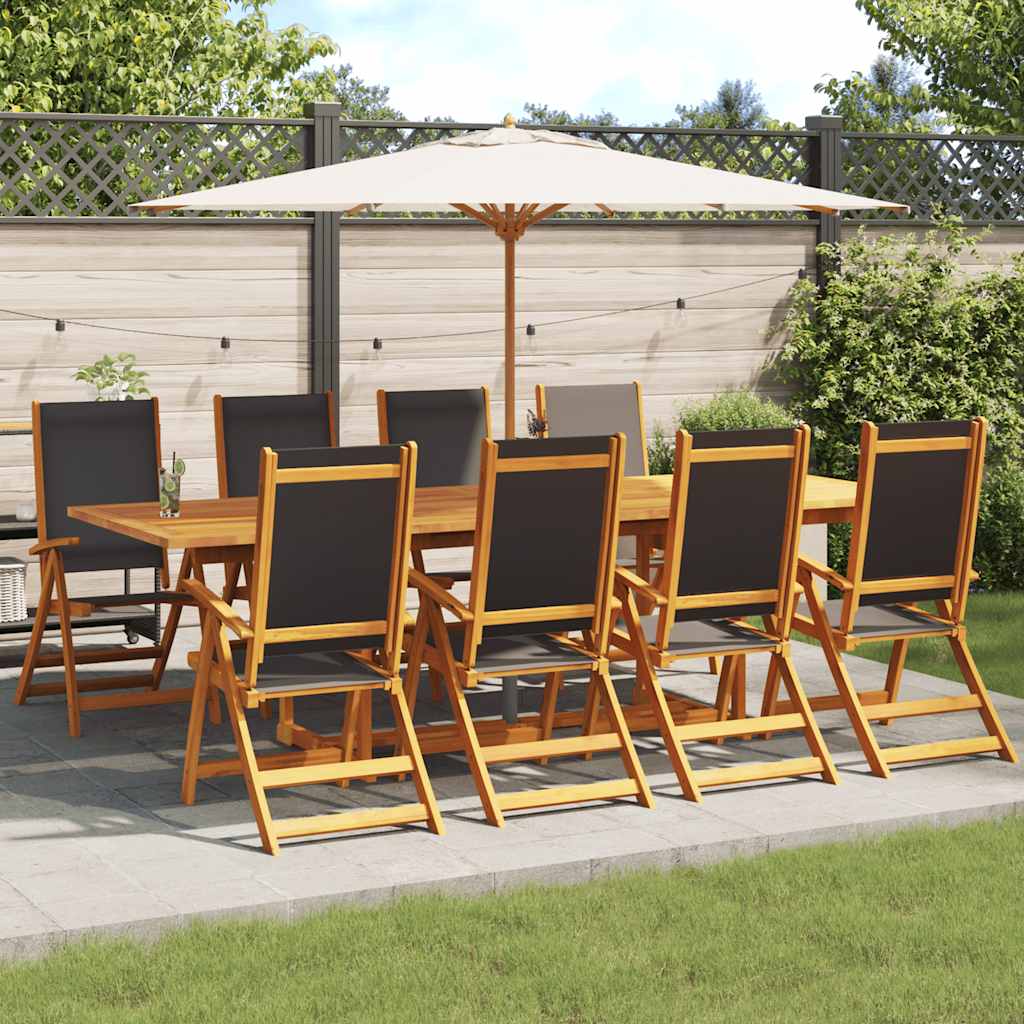 vidaXL Gartenstühle 8 Stk. Klappbar Massivholz Akazie und Textilene