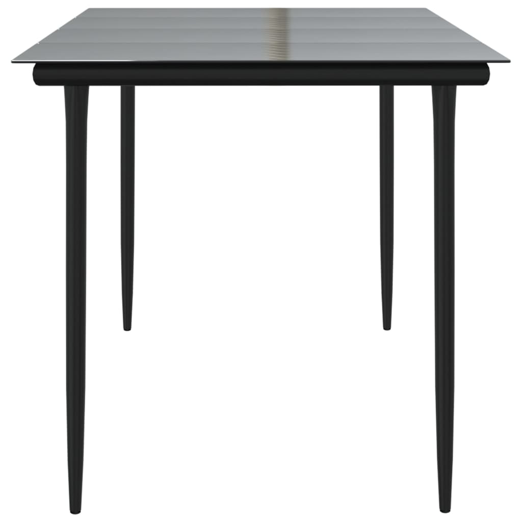vidaXL Garten-Esstisch Schwarz 160x80x74 cm Stahl und Hartglas