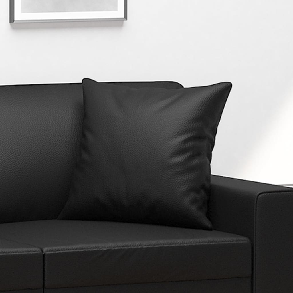 vidaXL Zierkissen 2 Stk. Schwarz 40x40 cm Kunstleder
