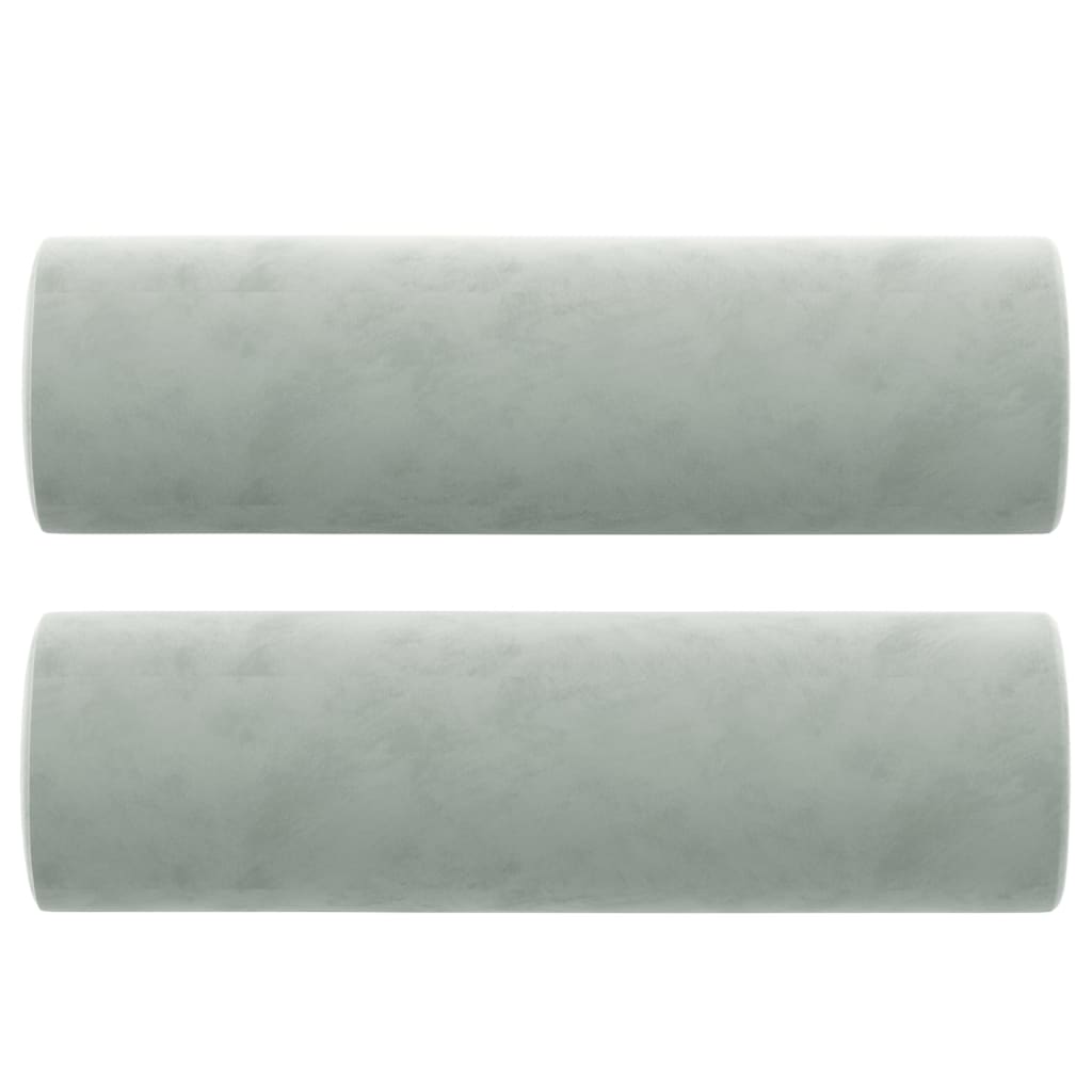 vidaXL Zierkissen 2 Stk. Hellgrau Ø15x50 cm Samt