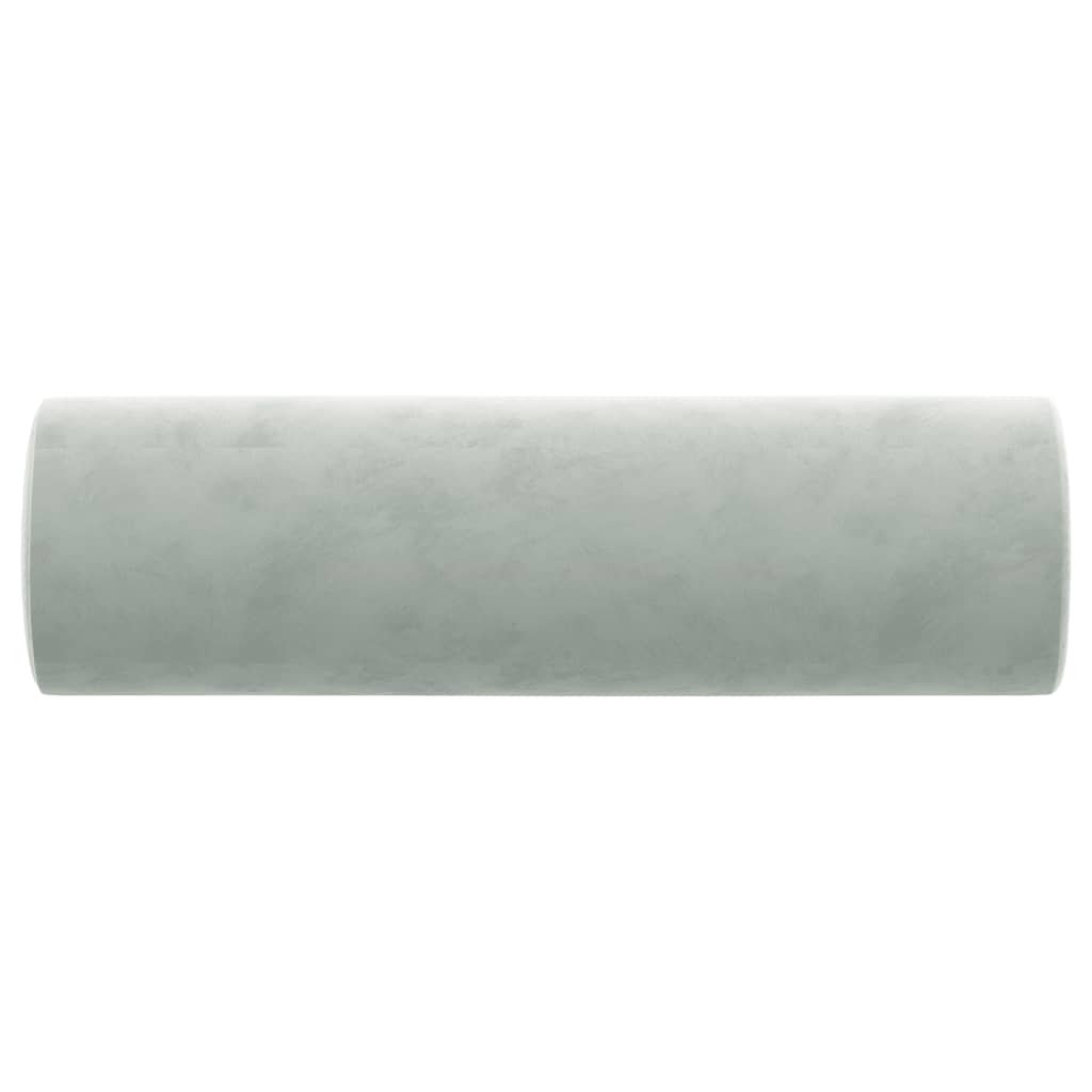 vidaXL Zierkissen 2 Stk. Hellgrau Ø15x50 cm Samt