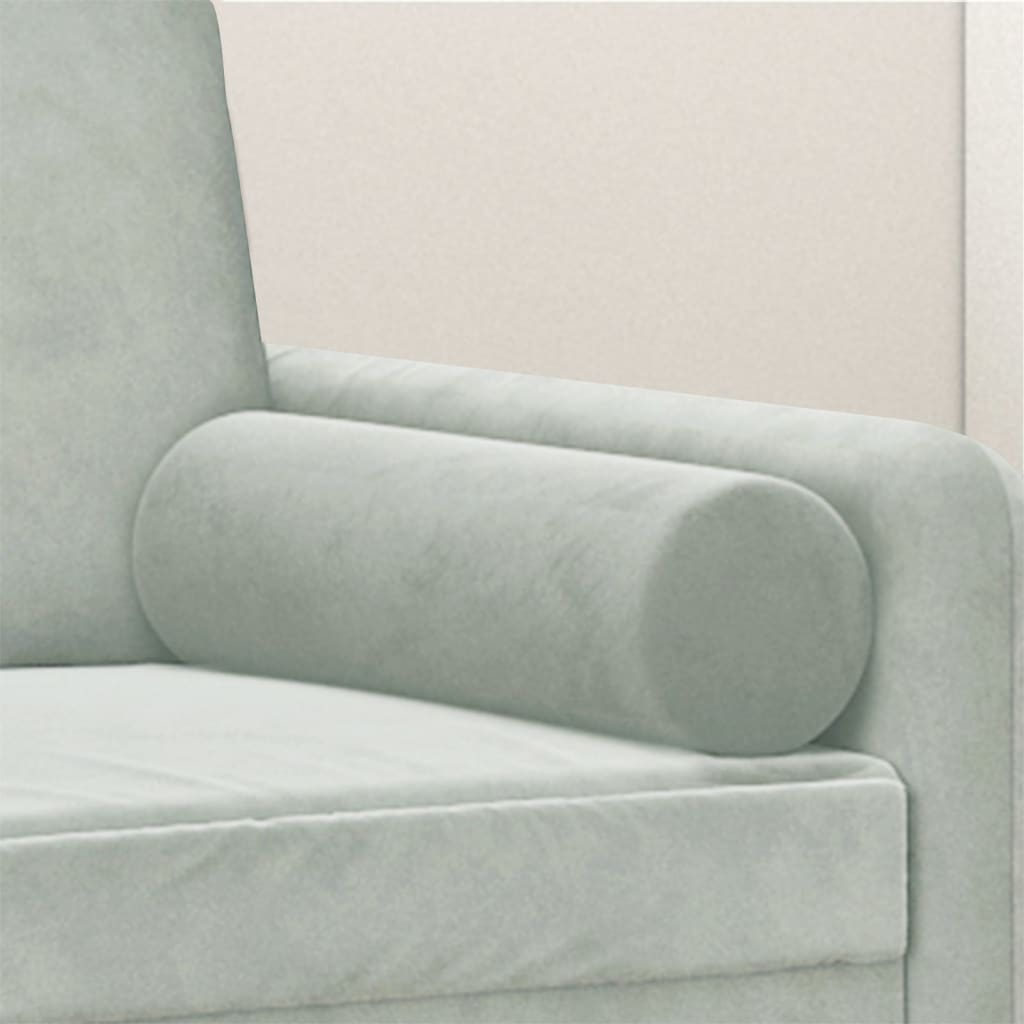 vidaXL Zierkissen 2 Stk. Hellgrau Ø15x50 cm Samt