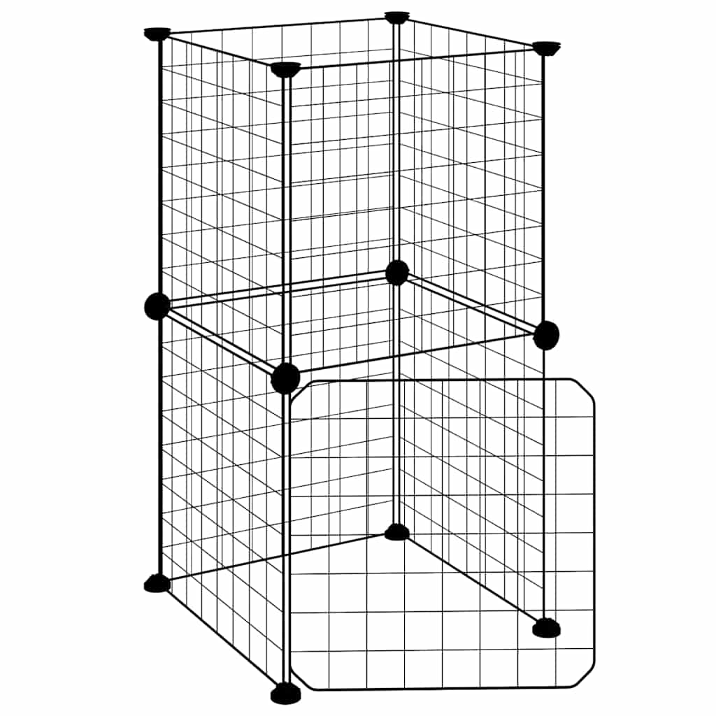 vidaXL 8-tlg. Haustierkäfig mit Tür Schwarz 35x35 cm Stahl