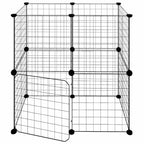 vidaXL 12-tlg. Haustierkäfig mit Tür Schwarz 35x35 cm Stahl