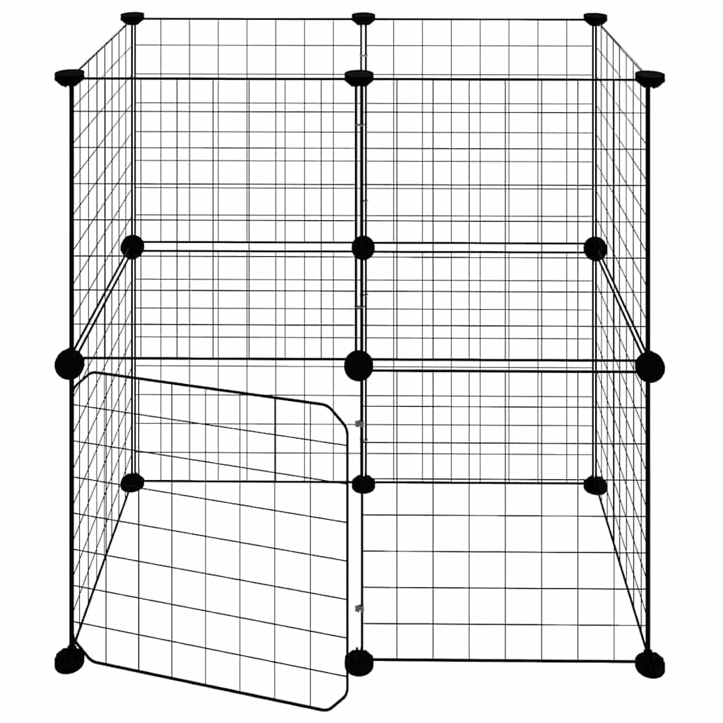 vidaXL 12-tlg. Haustierkäfig mit Tür Schwarz 35x35 cm Stahl