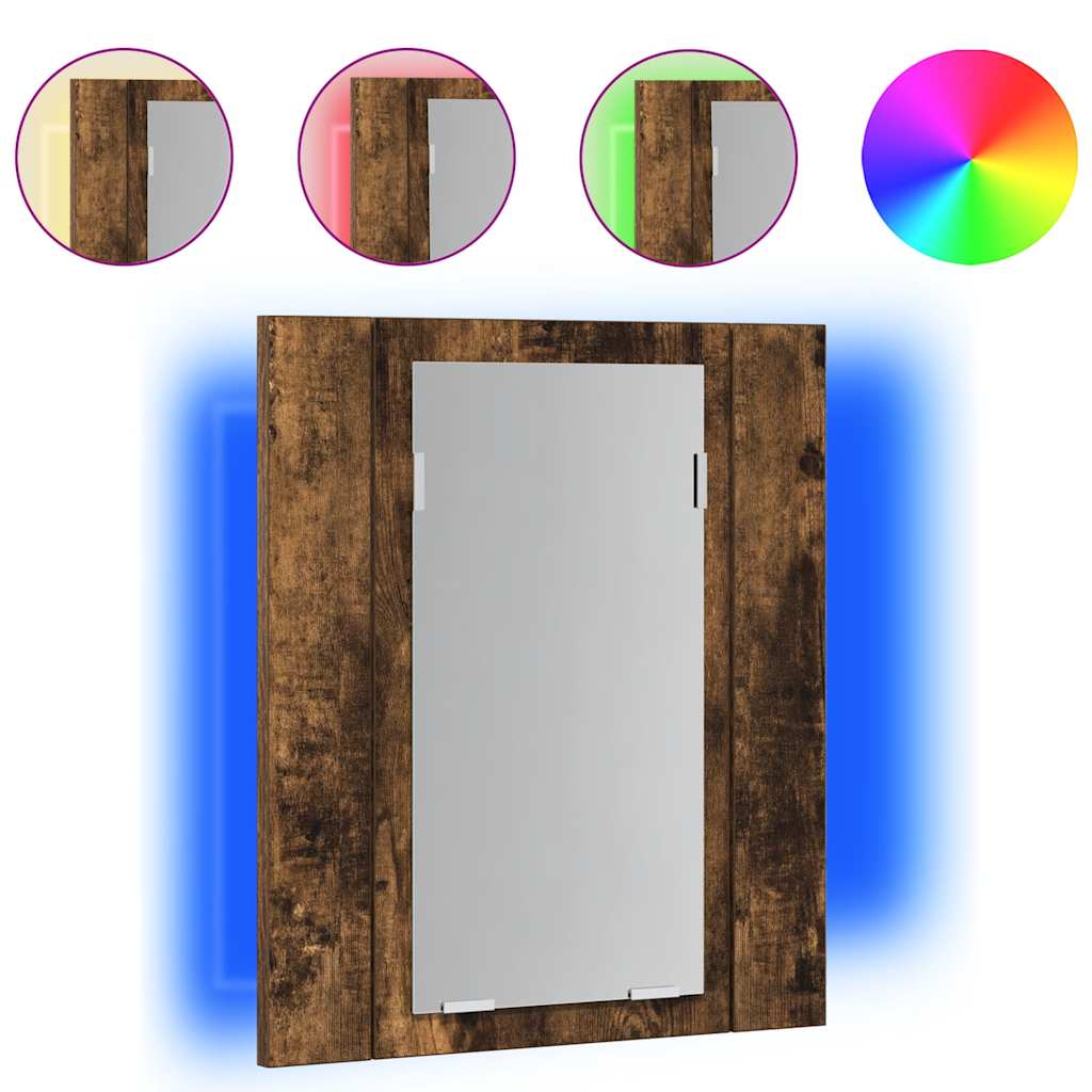 vidaXL LED-Spiegelschrank Räuchereiche 40x12x45 cm Holzwerkstoff