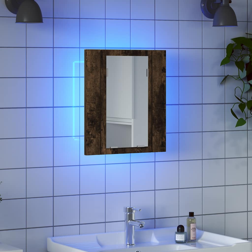 vidaXL LED-Spiegelschrank Räuchereiche 40x12x45 cm Holzwerkstoff