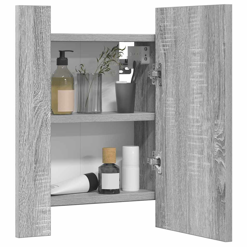 vidaXL LED-Spiegelschrank Grau Sonoma 40x12x45 cm Holzwerkstoff