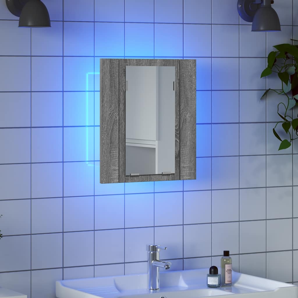 vidaXL LED-Spiegelschrank Grau Sonoma 40x12x45 cm Holzwerkstoff