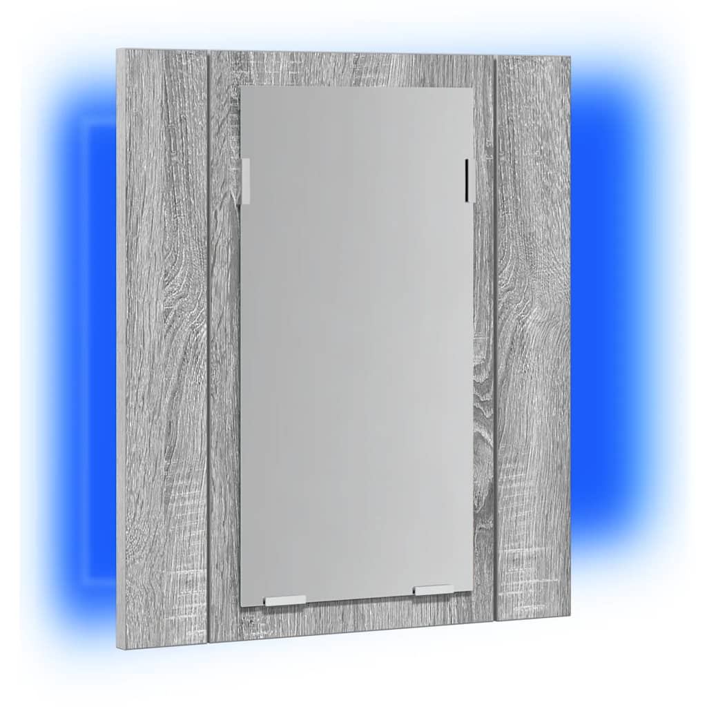 vidaXL LED-Spiegelschrank Grau Sonoma 40x12x45 cm Holzwerkstoff