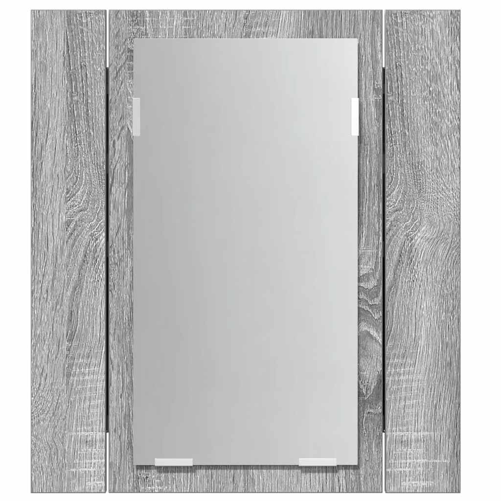 vidaXL LED-Spiegelschrank Grau Sonoma 40x12x45 cm Holzwerkstoff