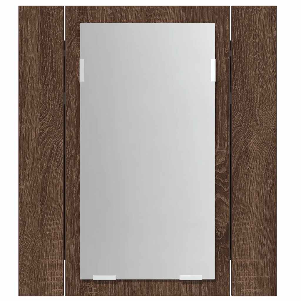 vidaXL LED-Spiegelschrank Braun Eichen-Optik 40x12x45 cm Holzwerkstoff