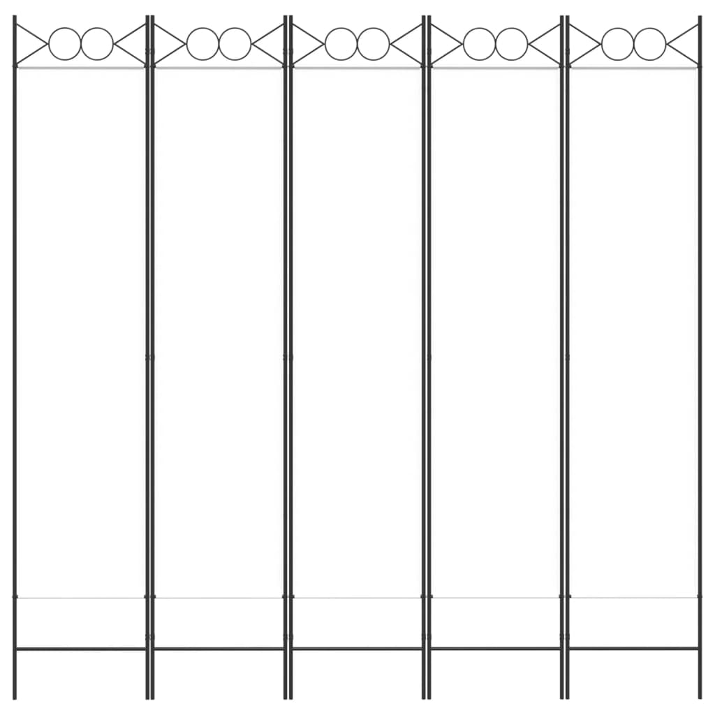 vidaXL 5-tlg. Paravent Weiß 200x200 cm Stoff