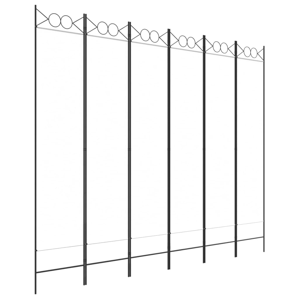 vidaXL 6-tlg. Paravent Weiß 240x200 cm Stoff