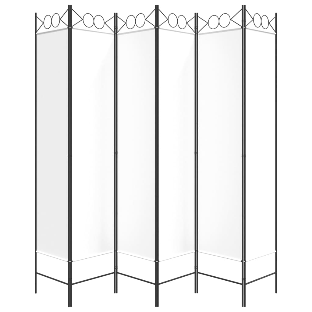 vidaXL 6-tlg. Paravent Weiß 240x200 cm Stoff
