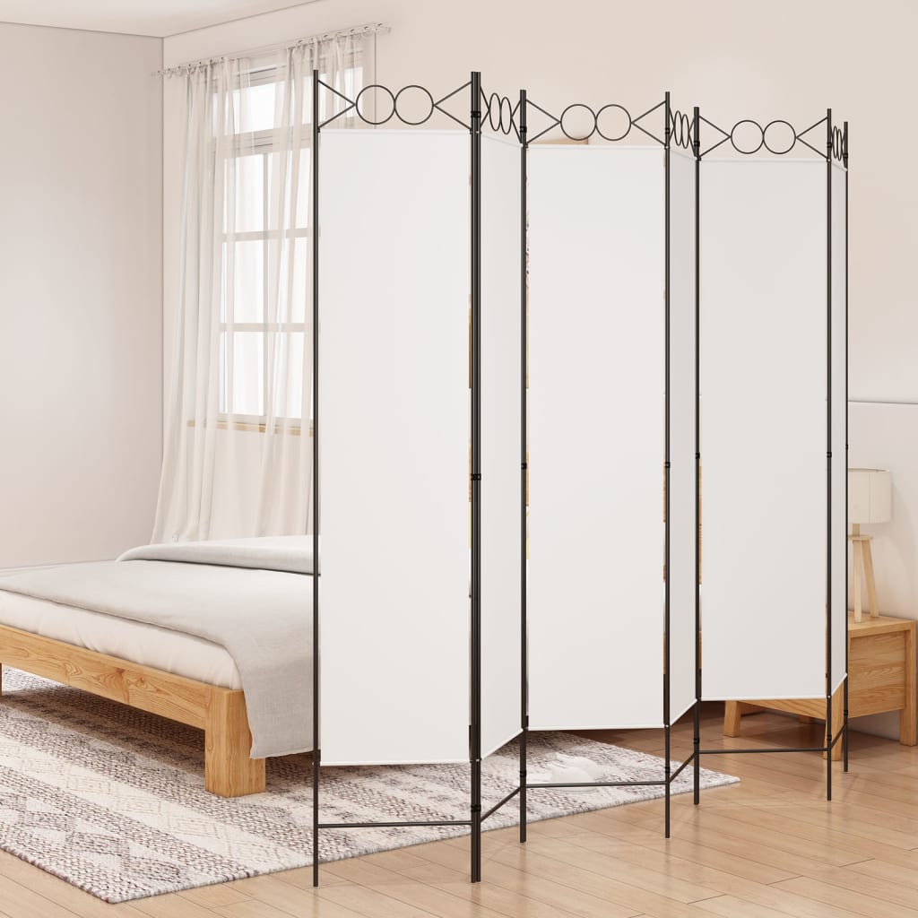 vidaXL 6-tlg. Paravent Weiß 240x200 cm Stoff