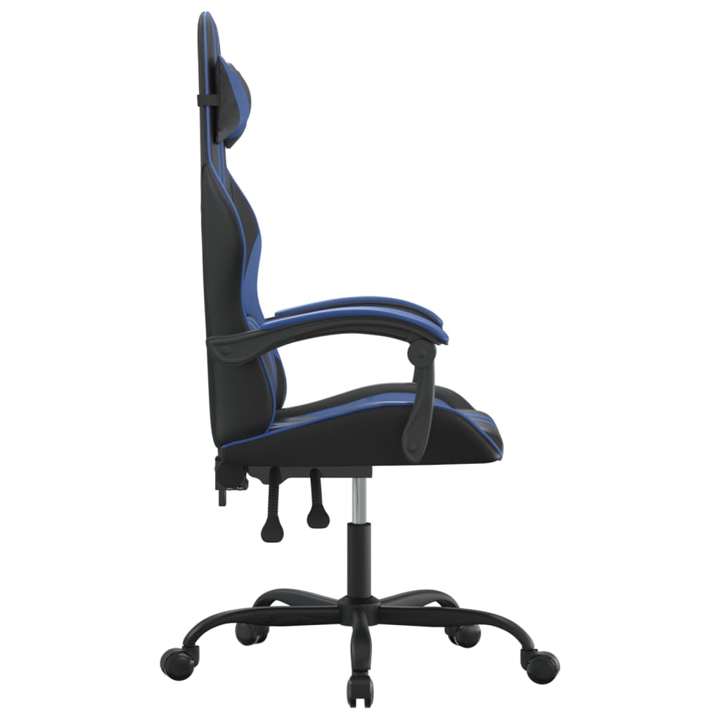 vidaXL Gaming-Stuhl Drehbar Schwarz und Blau Kunstleder