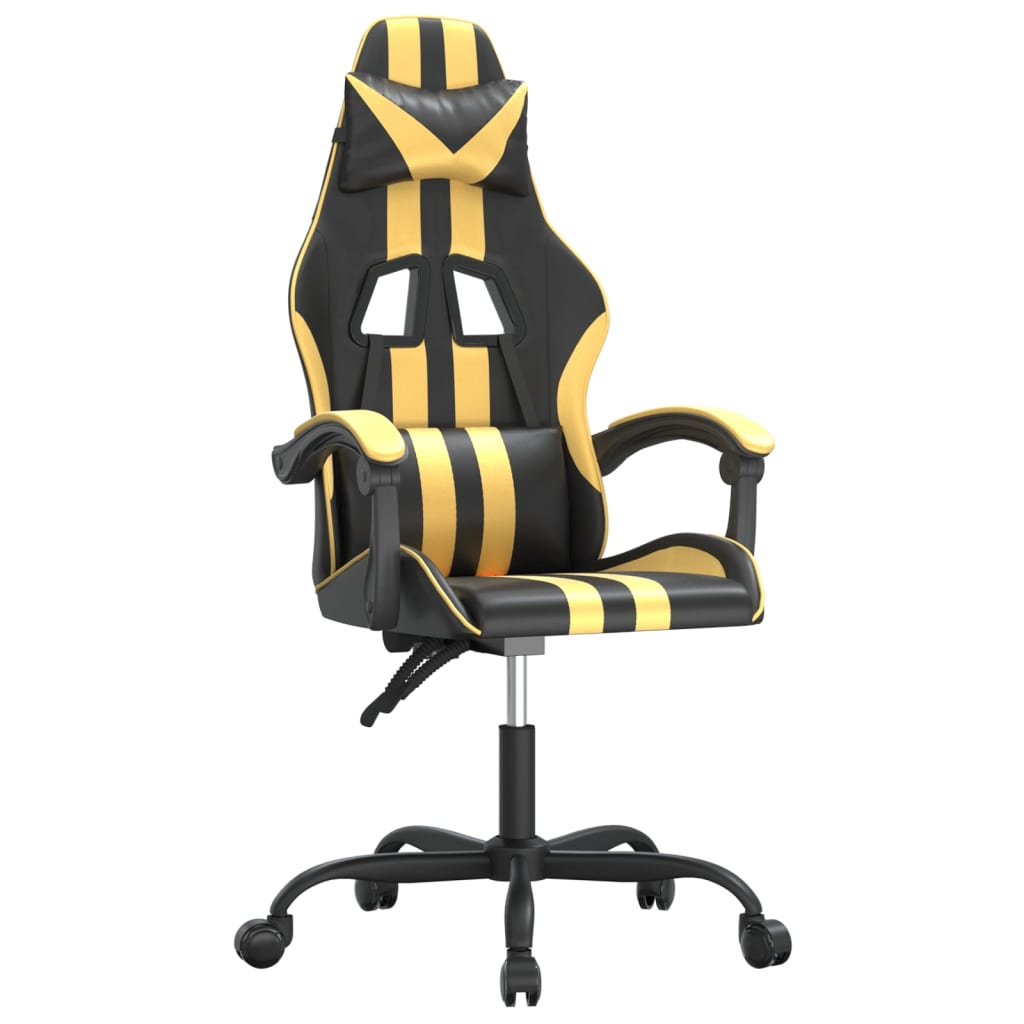 vidaXL Gaming-Stuhl Drehbar Schwarz und Golden Kunstleder