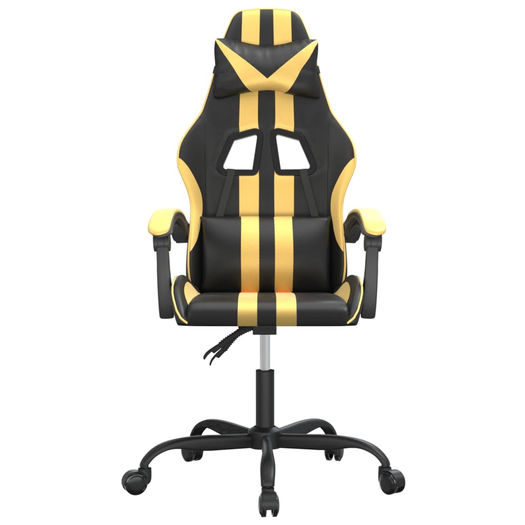 vidaXL Gaming-Stuhl Drehbar Schwarz und Golden Kunstleder