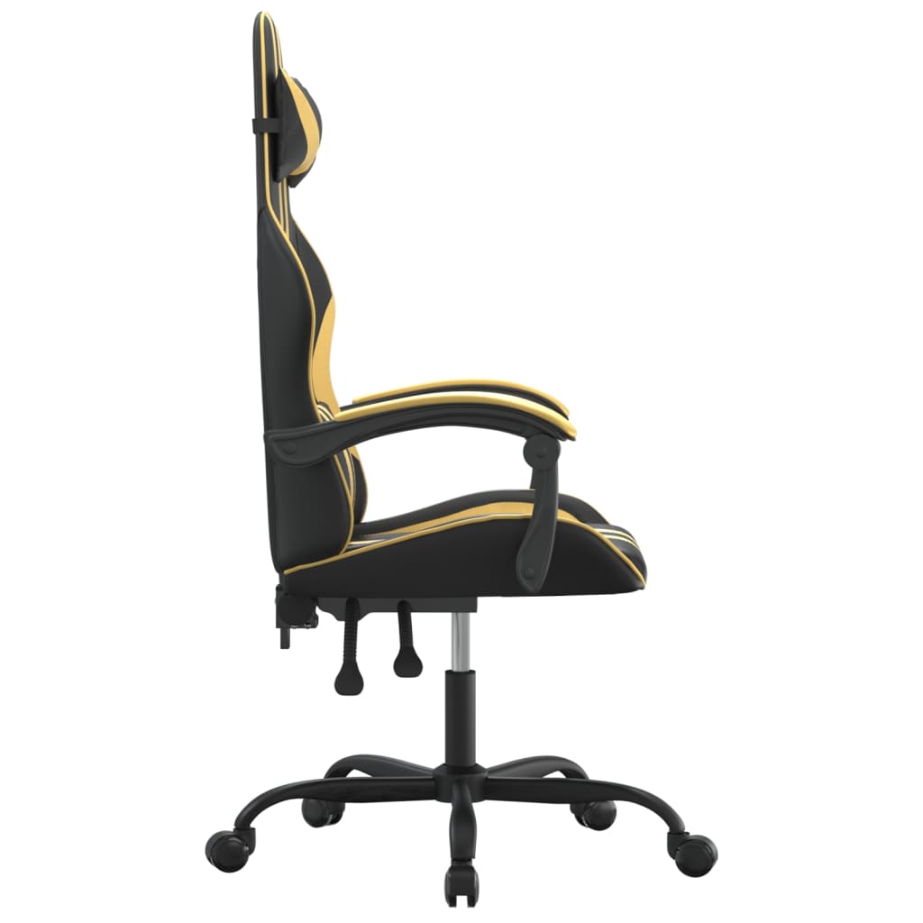 vidaXL Gaming-Stuhl Drehbar Schwarz und Golden Kunstleder