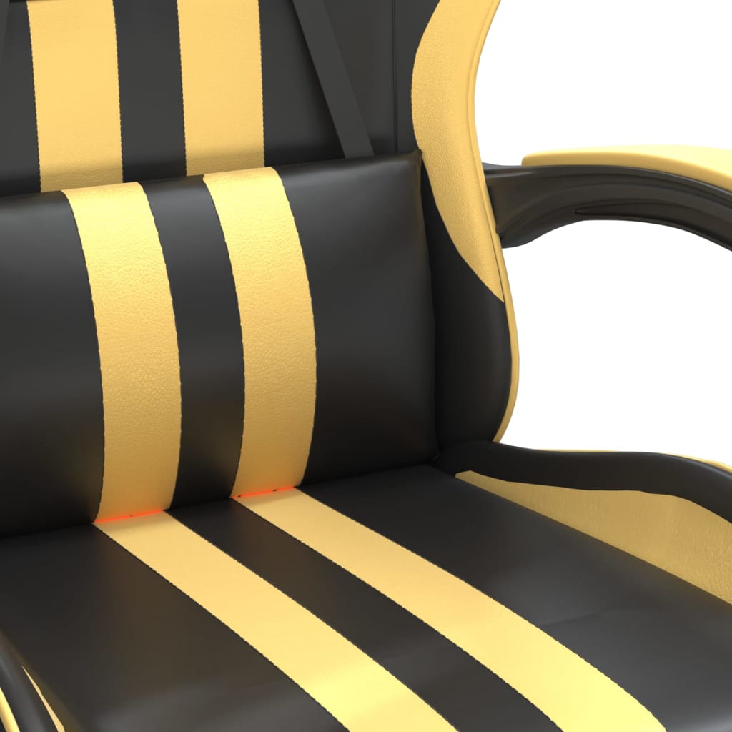vidaXL Gaming-Stuhl Drehbar Schwarz und Golden Kunstleder