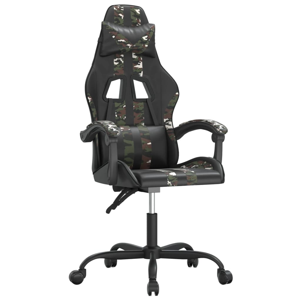 vidaXL Gaming-Stuhl Drehbar Schwarz und Tarnfarben Kunstleder