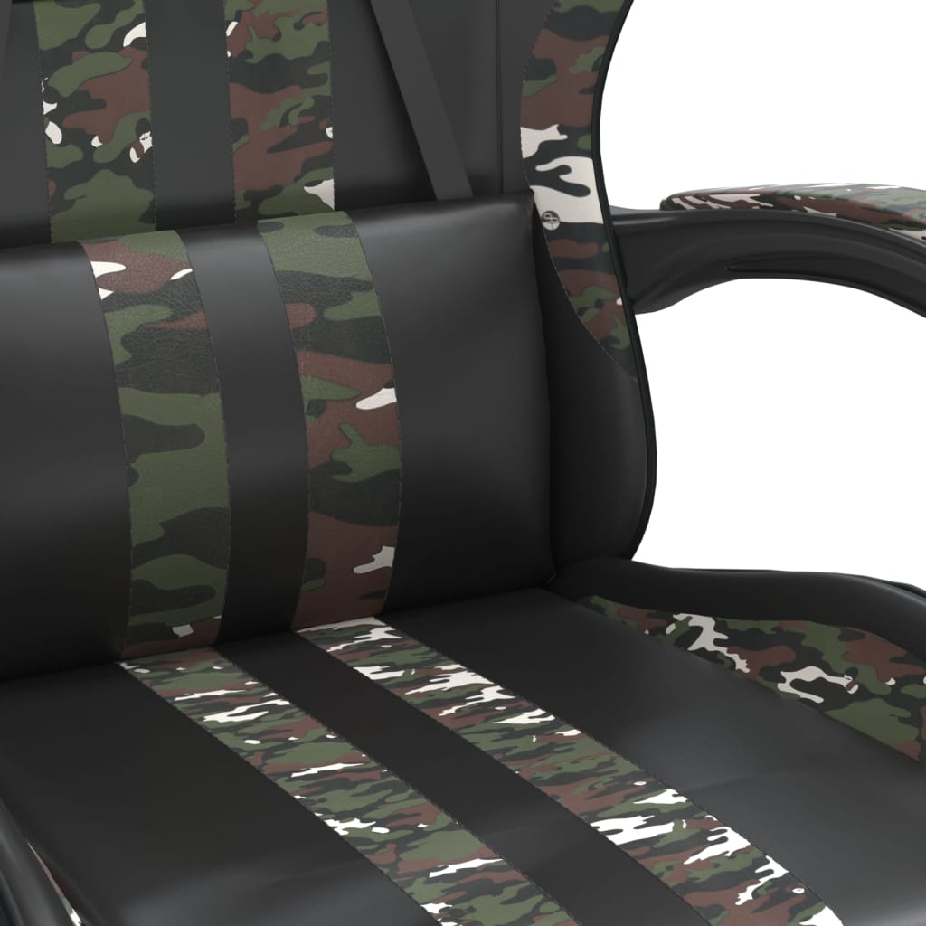 vidaXL Gaming-Stuhl Drehbar Schwarz und Tarnfarben Kunstleder