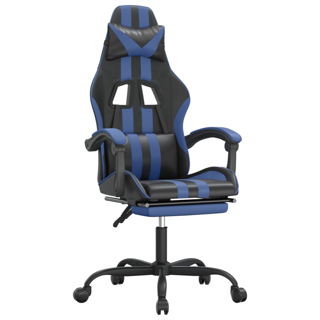 vidaXL Gaming-Stuhl mit Fußstütze Drehbar Schwarz & Blau Kunstleder