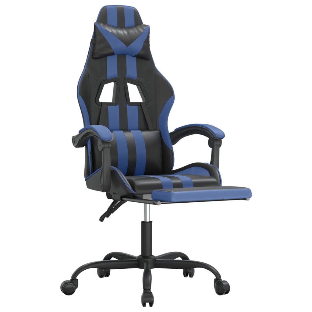 vidaXL Gaming-Stuhl mit Fußstütze Drehbar Schwarz & Blau Kunstleder