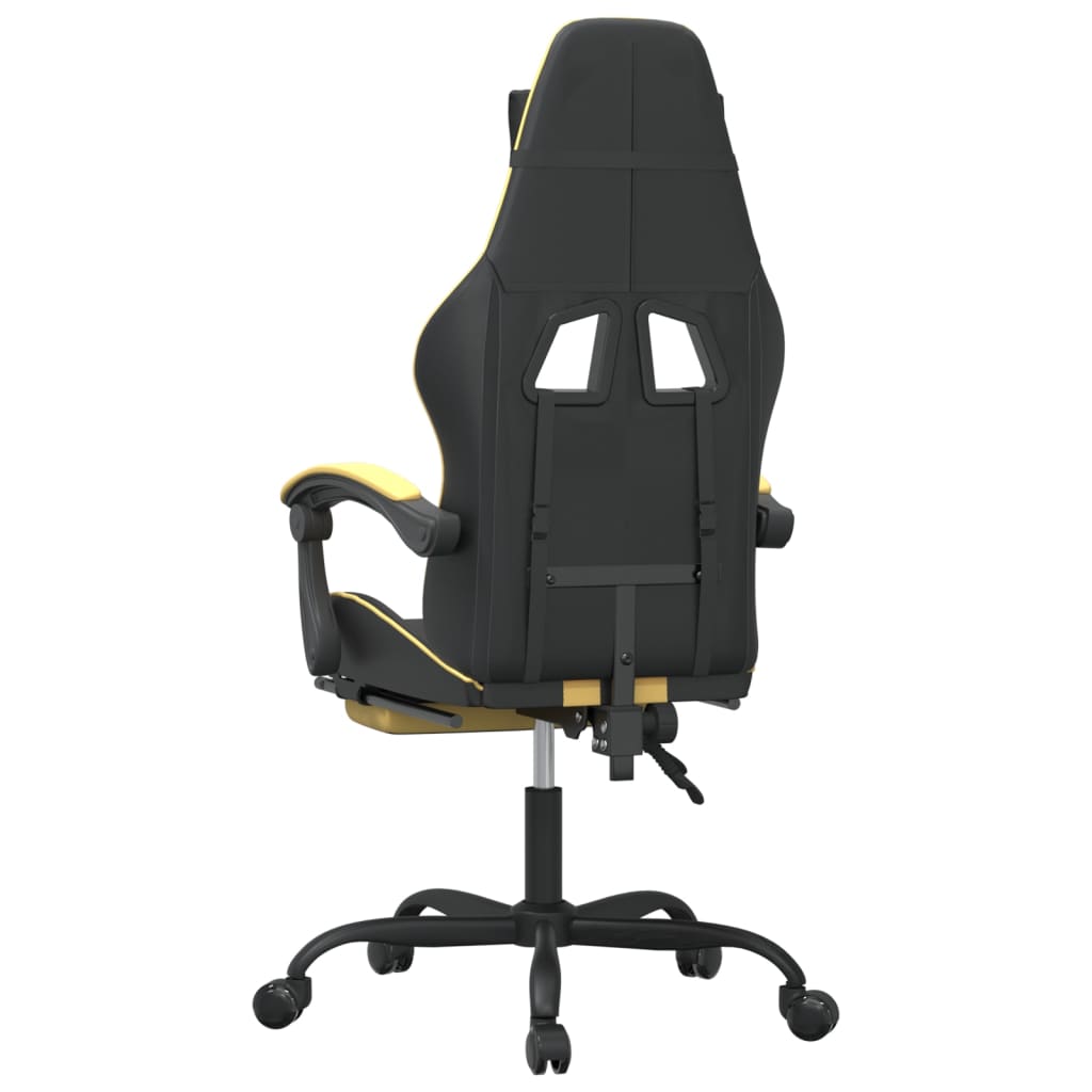 vidaXL Gaming-Stuhl mit Fußstütze Drehbar Schwarz & Golden Kunstleder