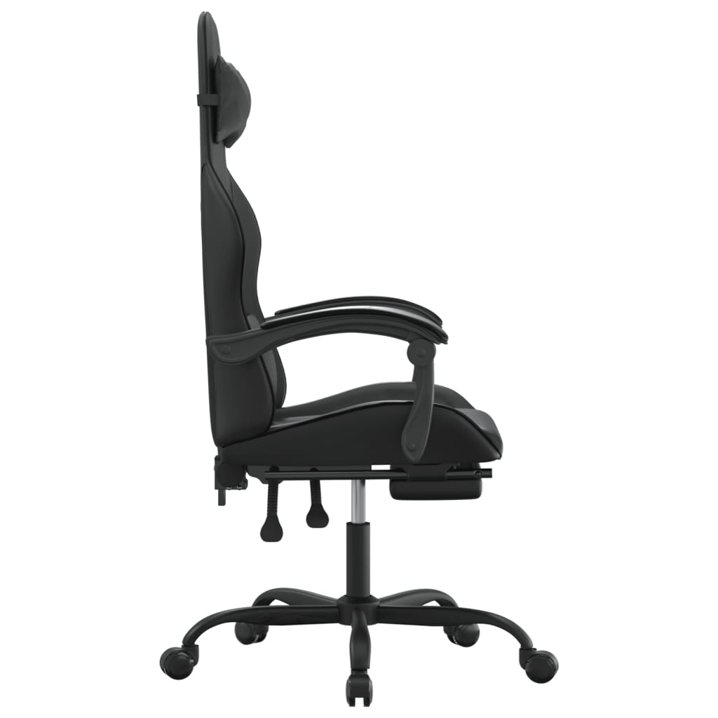 vidaXL Gaming-Stuhl mit Fußstütze Drehbar Schwarz Kunstleder