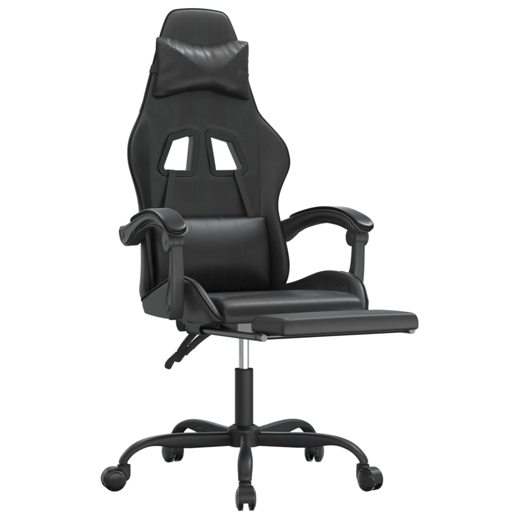 vidaXL Gaming-Stuhl mit Fußstütze Drehbar Schwarz Kunstleder