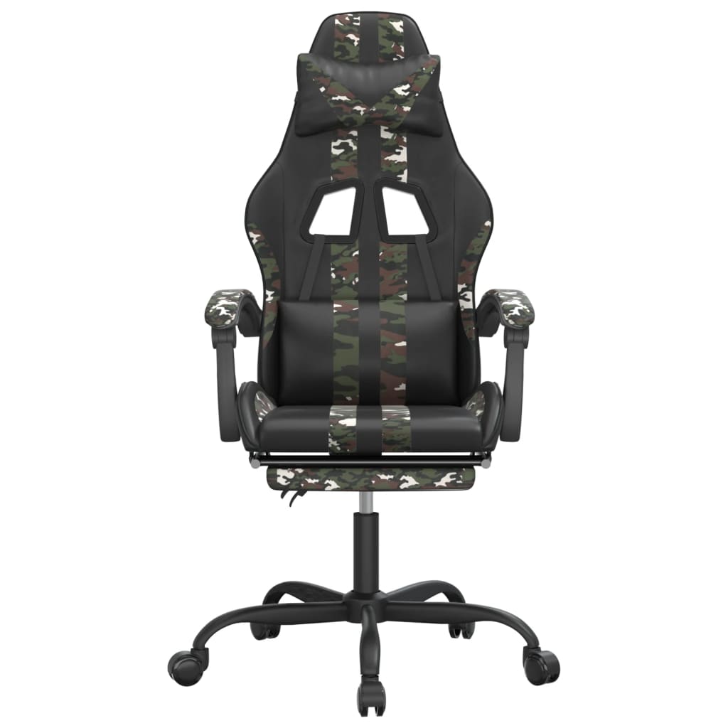 vidaXL Gamingstuhl mit Fußstütze Drehbar Schwarz Tarnfarben Kunstleder
