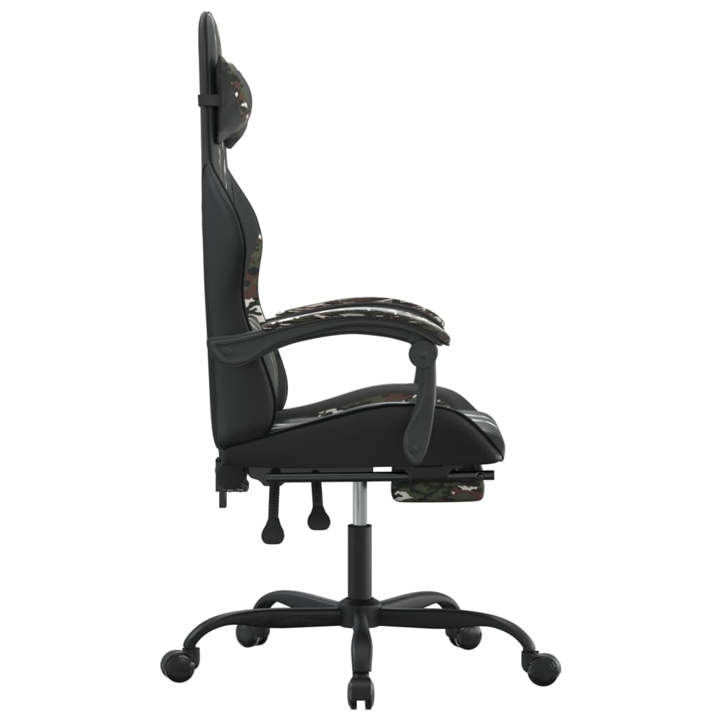 vidaXL Gamingstuhl mit Fußstütze Drehbar Schwarz Tarnfarben Kunstleder