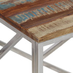 vidaXL Couchtisch Silbern Edelstahl und Altholz Massivholz