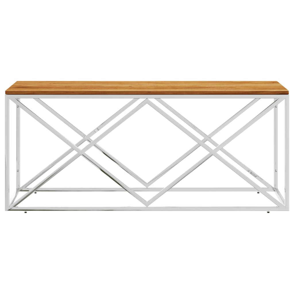 vidaXL Couchtisch Edelstahl und Massivholz Akazie