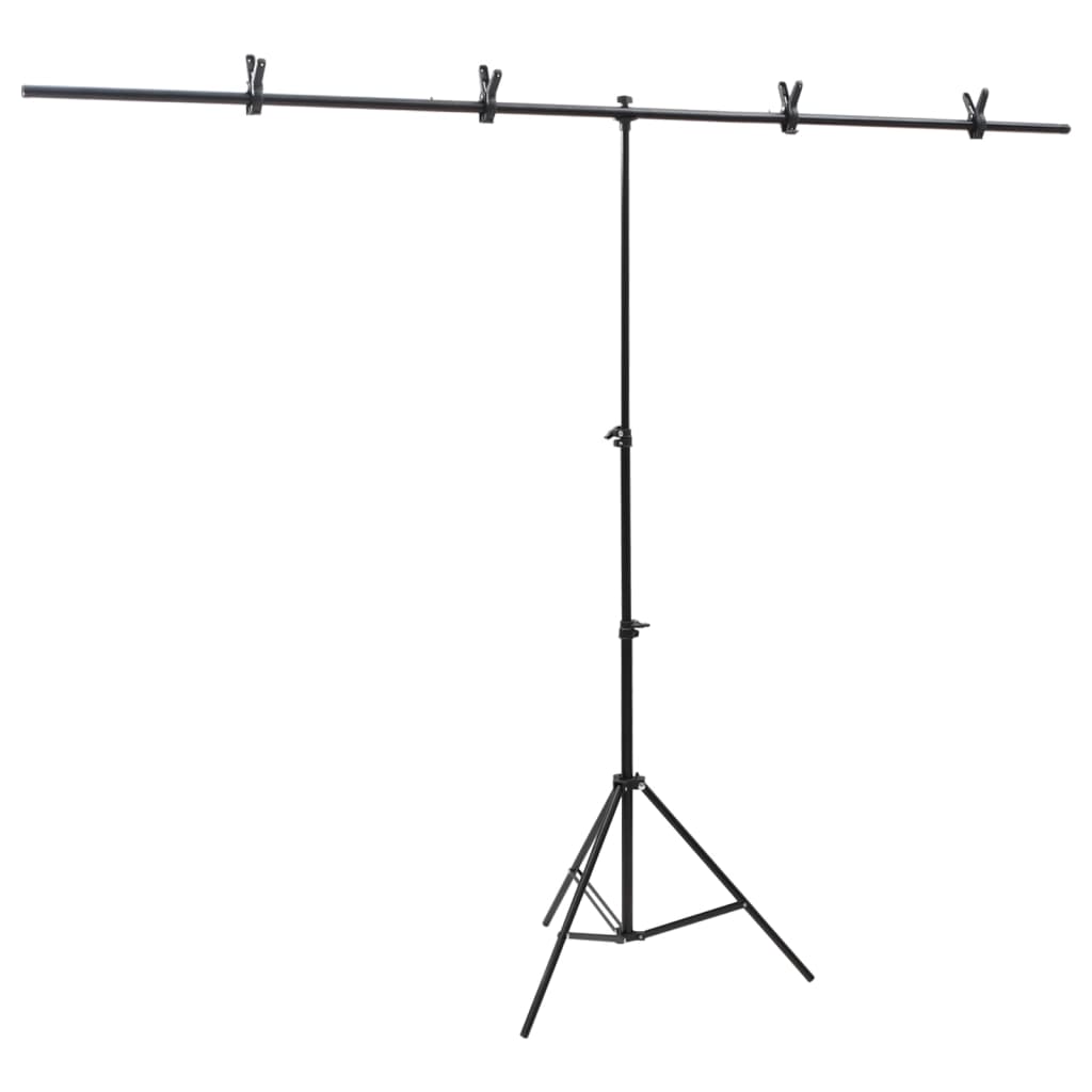 vidaXL Hintergrundständer T-Form Schwarz 91x60x(70-200) cm