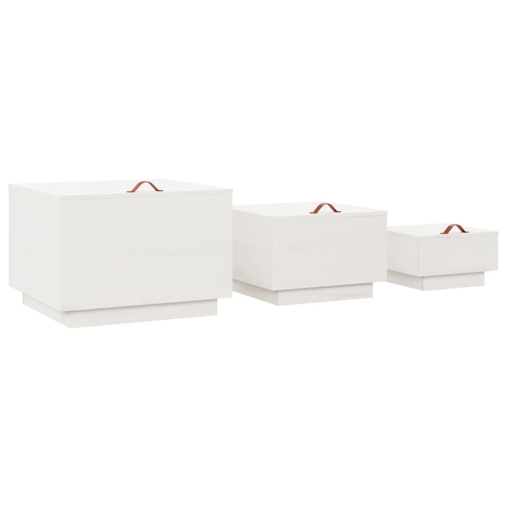 vidaXL Aufbewahrungsboxen mit Deckeln 3 Stk. Weiß Massivholz Kiefer