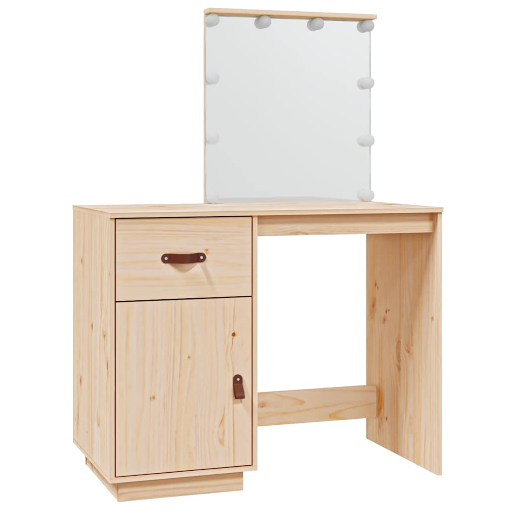 vidaXL Schminktisch mit LED 95x50x133,5 cm Massivholz Kiefer