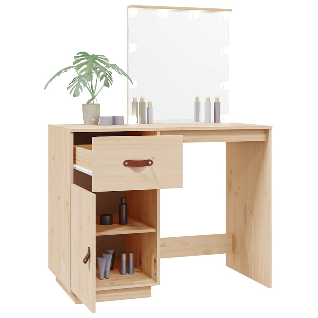 vidaXL Schminktisch mit LED 95x50x133,5 cm Massivholz Kiefer