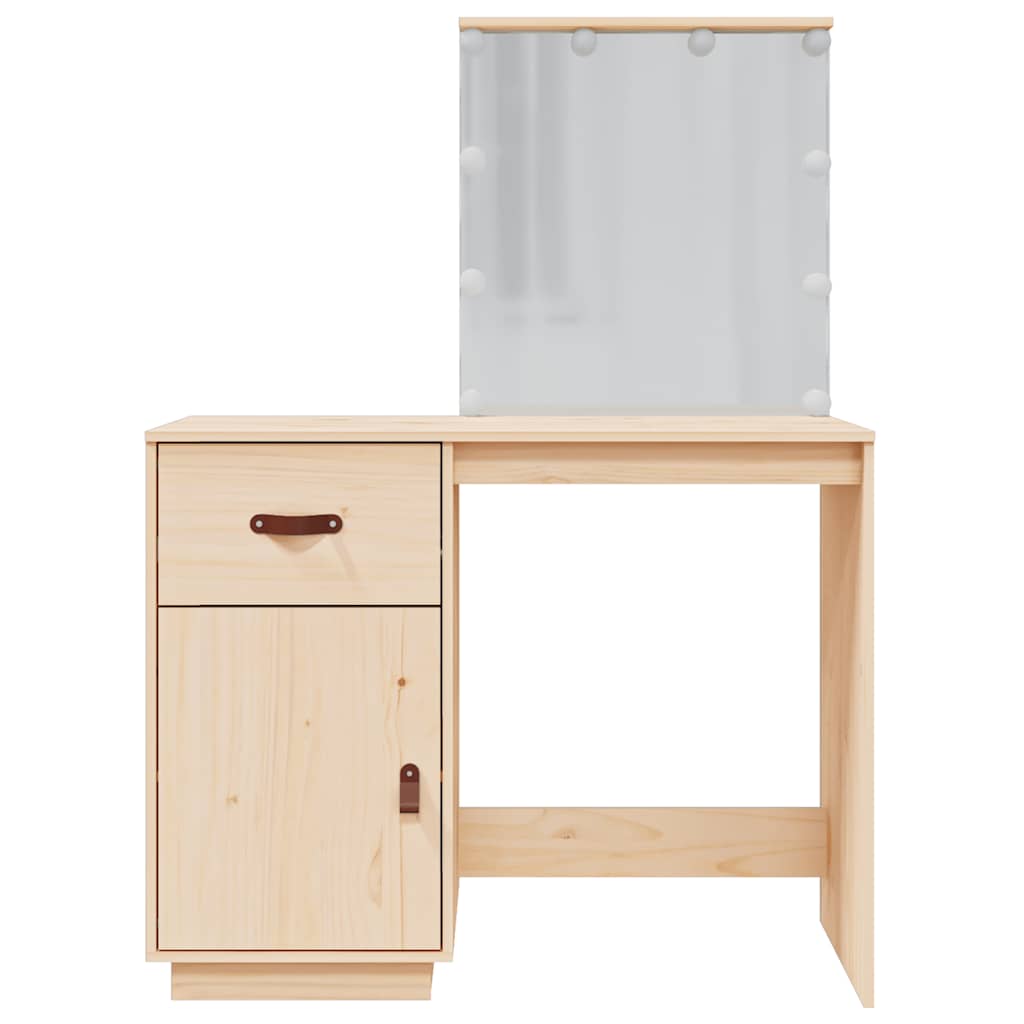 vidaXL Schminktisch mit LED 95x50x133,5 cm Massivholz Kiefer