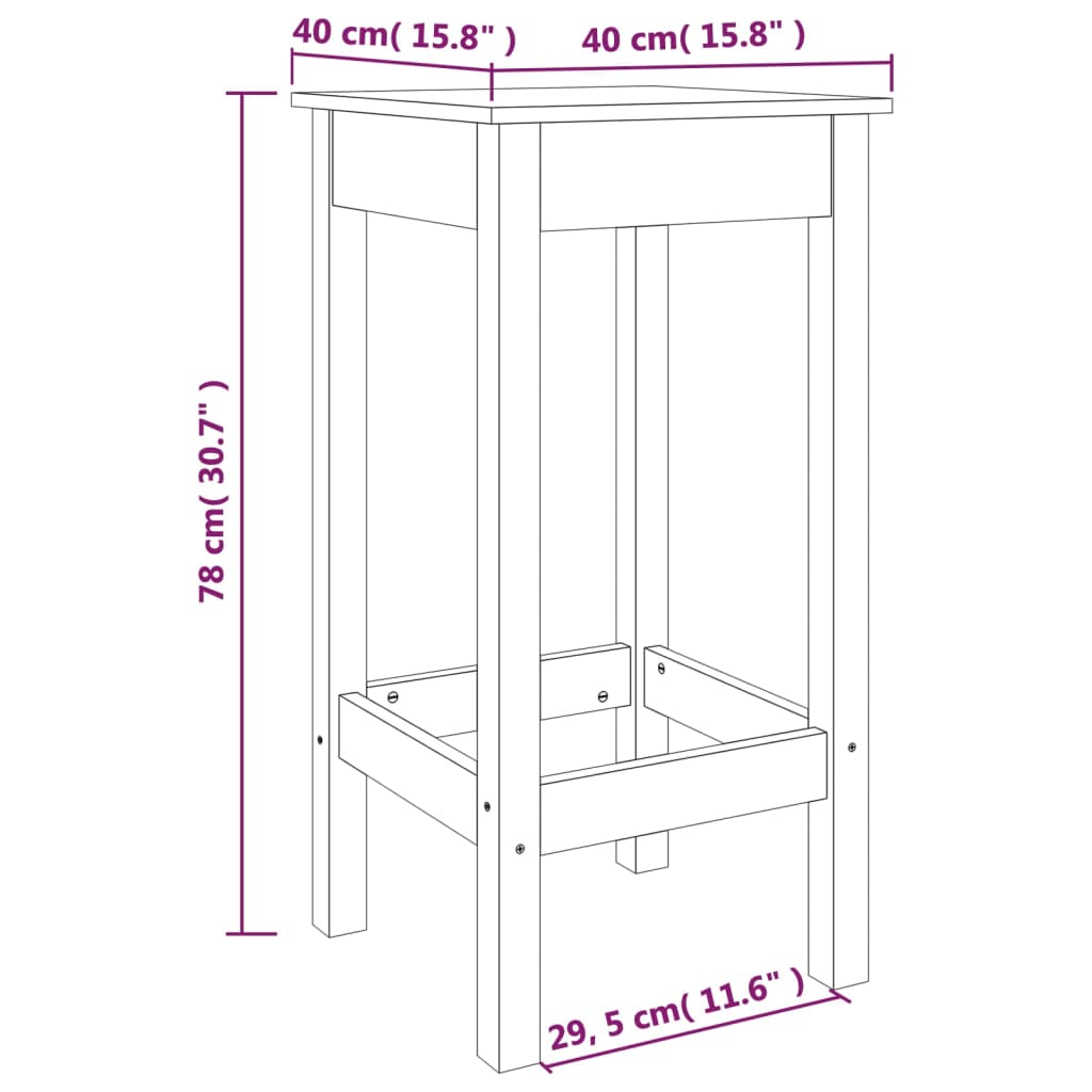 vidaXL Barstühle 2 Stk. 40x40x78 cm Massivholz Kiefer