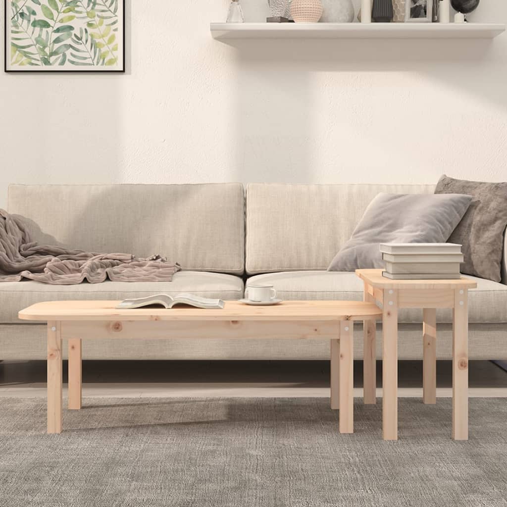 vidaXL 2-tlg. Couchtisch-Set Massivholz Kiefer