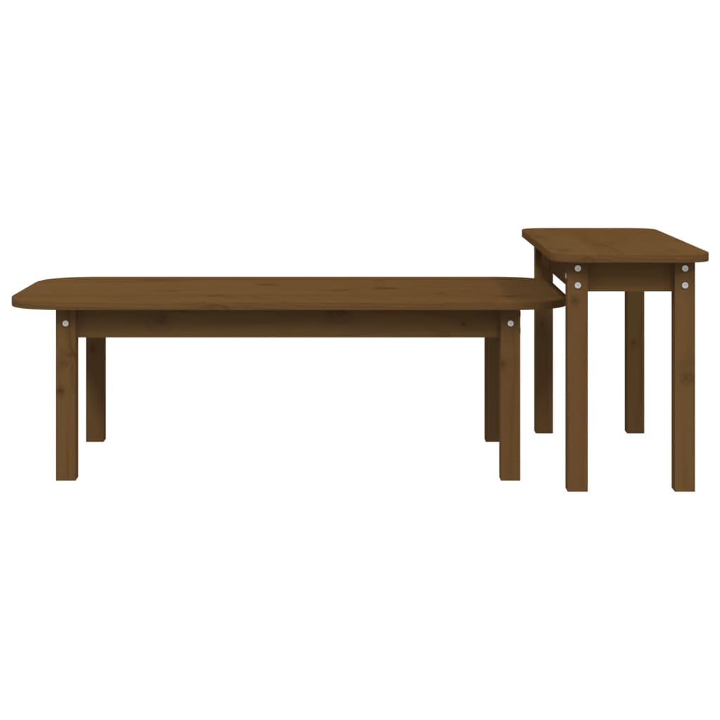 vidaXL 2-tlg. Couchtisch-Set Honigbraun Massivholz Kiefer