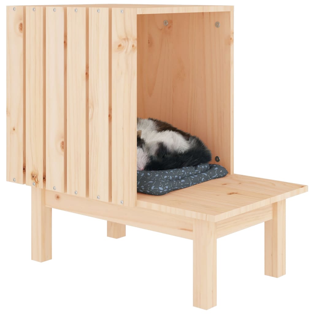 vidaXL Katzenhaus 60x36x60 cm Massivholz Kiefer