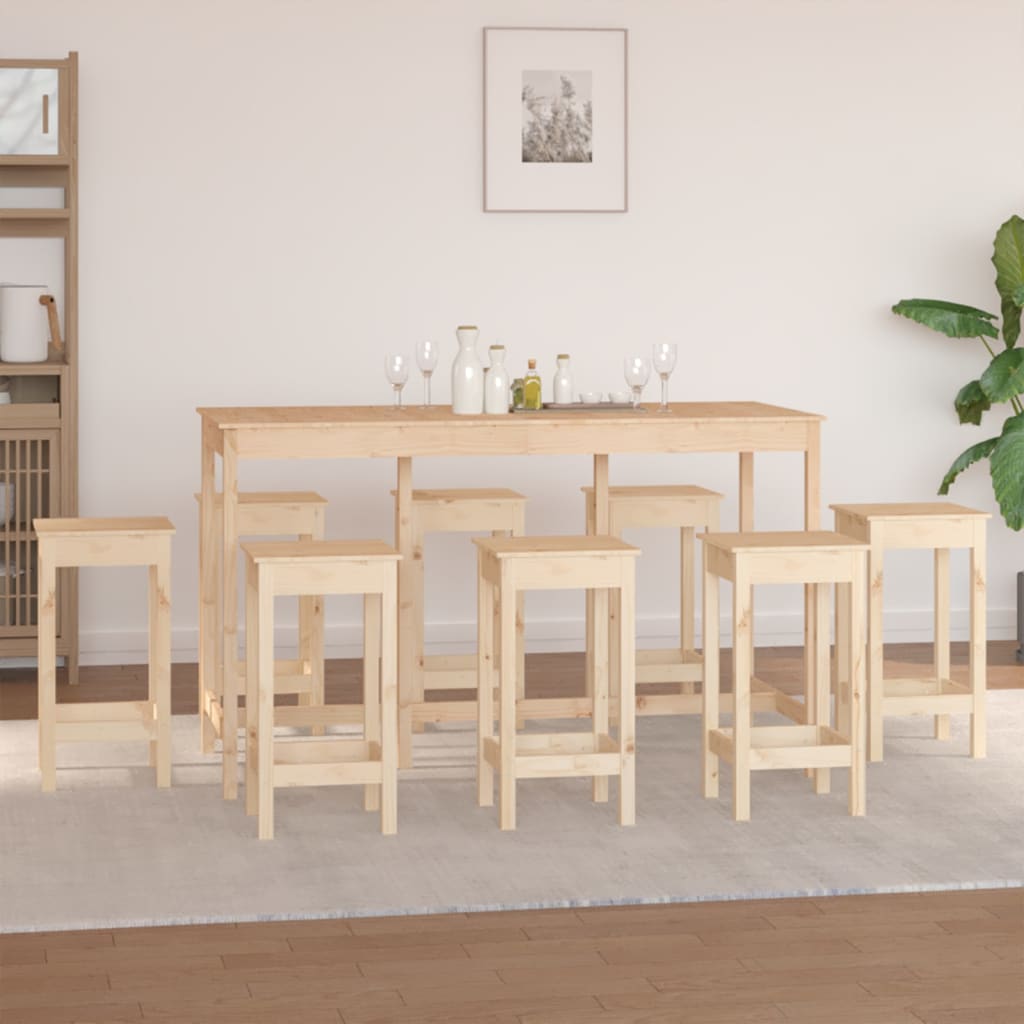 vidaXL 9-tlg. Bar-Set Massivholz Kiefer