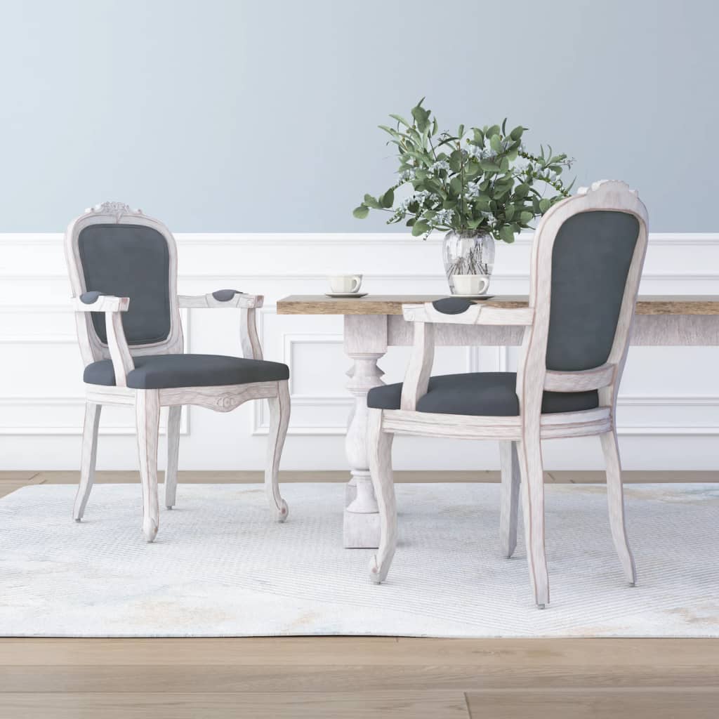 vidaXL Esszimmerstühle 2 Stk. Dunkelgrau 62x59,5x100,5 cm Samt