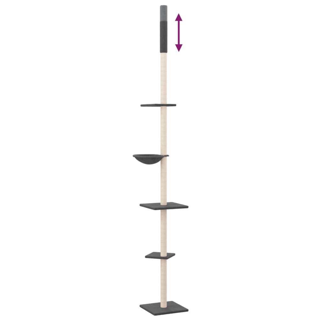 vidaXL Kratzbaum Deckenhoch Dunkelgrau 263,5-289,5 cm
