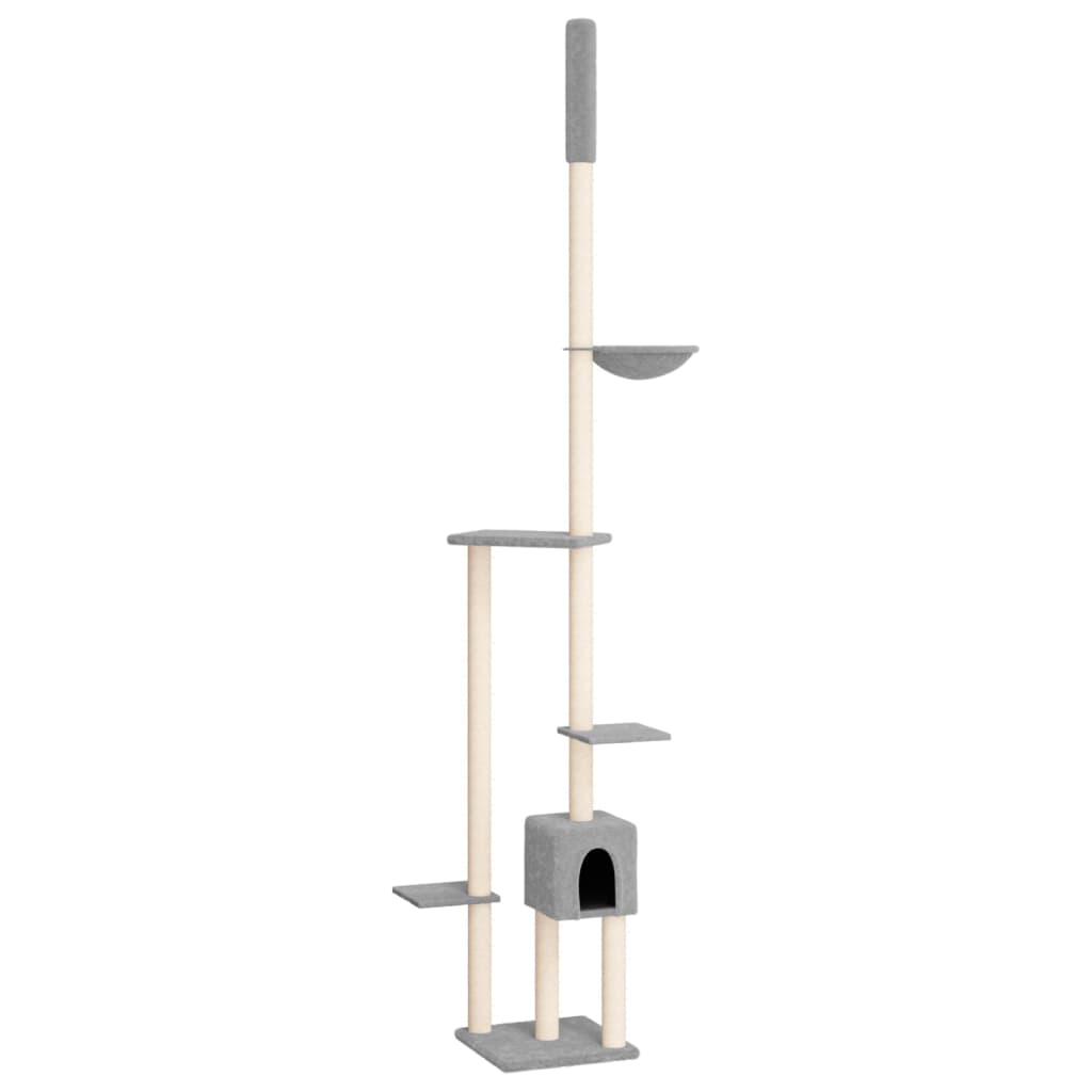 vidaXL Kratzbaum Deckenhoch Hellgrau 258,5-284,5 cm
